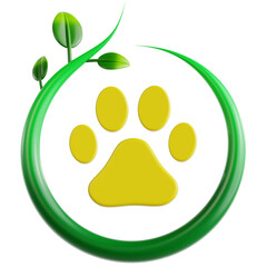 Paw Print Surrounded by Green Leaf Loop