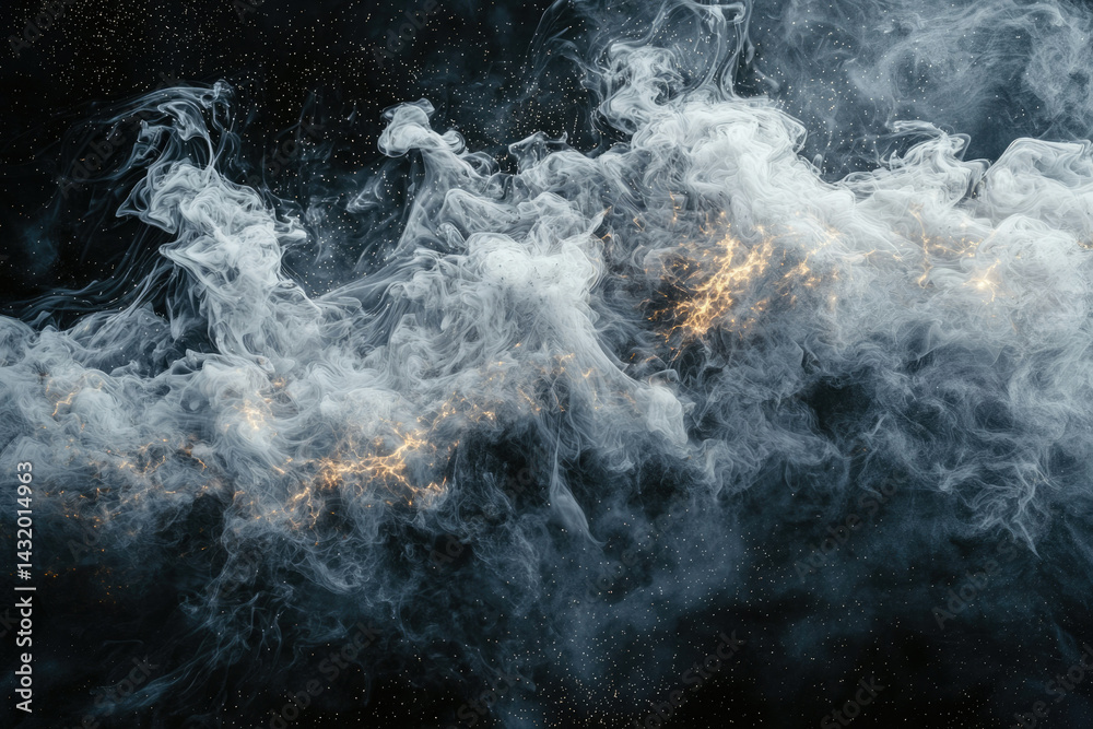 Poster Abstract cosmic nebula with swirling smoke and glowing energy, a mesmerizing display of celestial wonder.