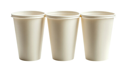 Disposable cups for beverages product minimalist isolated on transparent background
