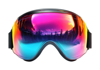 Skiing adventure gear snowy mountains sports equipment action isolated on transparent background