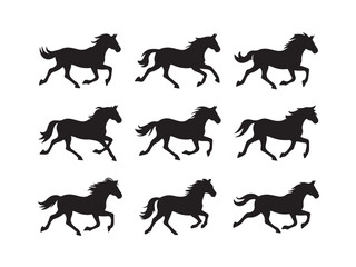 silhouettes horse running, collection