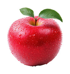 Refreshing red apple with water drops nature food isolated on transparent background