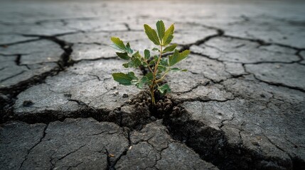 Tiny sprout in cracked earth (1)
