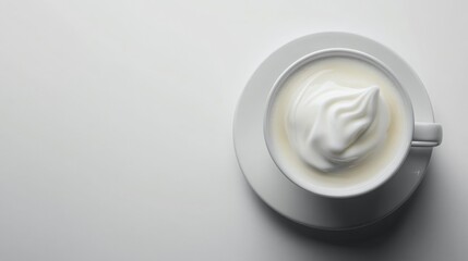 Fototapeta premium Creamy beverage served in a cup with a swirl of foam on top, placed on a minimalist surface