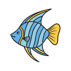Illustration of colorful fish tropical fish striped fish sea life ocean fish aquatic fish art