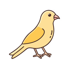 Illustration of a cute yellow canary bird, cartoon canary, pet bird, small bird, singing bird icon