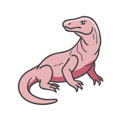 Illustration of pink komodo dragon reptile lizard animal wildlife drawing vector design graphic art image, isolated
