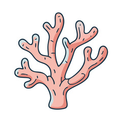 Illustration of pink coral reef marine life ocean sea aquatic underwater nature drawing art, vector