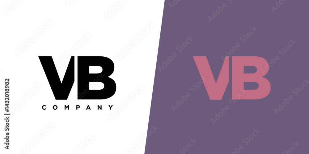 Fototapete letter v and b, vb logo design template. minimal monogram initial based logotype.