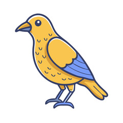 Illustration of a cute penguin cartoon character with blue and white feathers and yellow feet animal