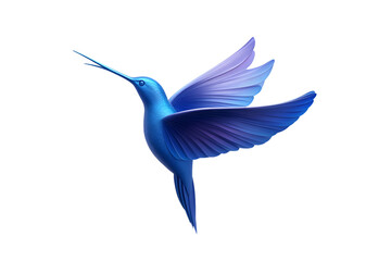 Fototapeta premium Vibrant Blue Hummingbird in Flight with Detailed Feathers and Dynamic Wingspan