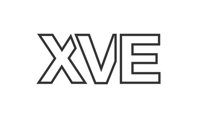 XVE logo design template with strong and modern bold text. Initial based vector logotype featuring simple and minimal typography. Trendy company identity.