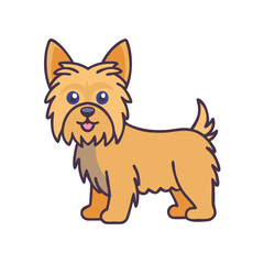 Illustration of a cute yorkie puppy dog pet animal canine domestic breed terrier yorkshire doggy