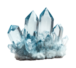 Stunning crystal formation natural clear view isolated on transparent background