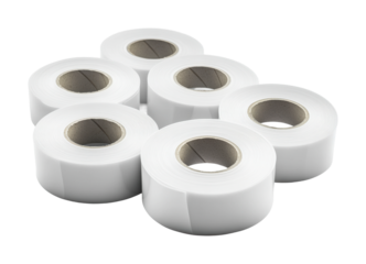 Packing supplies white tape rolls for shipping office and crafts isolated on transparent background