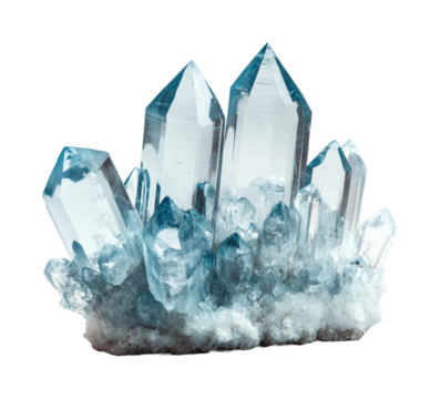 Stunning crystal formation natural clear view isolated on transparent background
