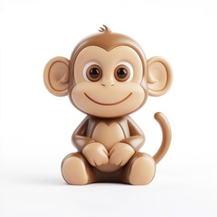 Naklejka premium Cheerful monkey figurine against a white background.