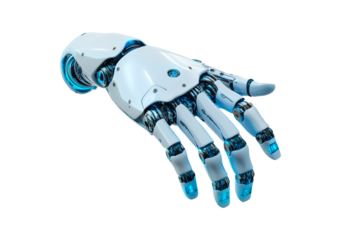 Robotic hand design showcasing advanced technology isolated on transparent background