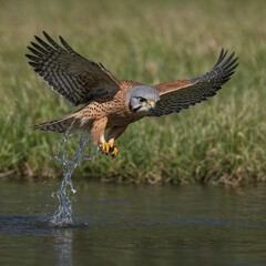 Fototapeta premium Capture a kestrel mid-dive with sharp focus.