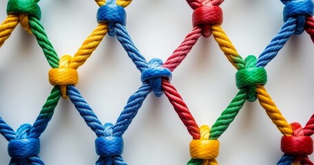 The unity and teamwork concept is illustrated by diverse ropes united in strength and solidarity, representing a sense of belonging and togetherness in a team business support structure