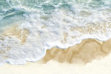Aerial View Turquoise Waves Crashing on Golden Sand,Foam Detail, seascape, beach