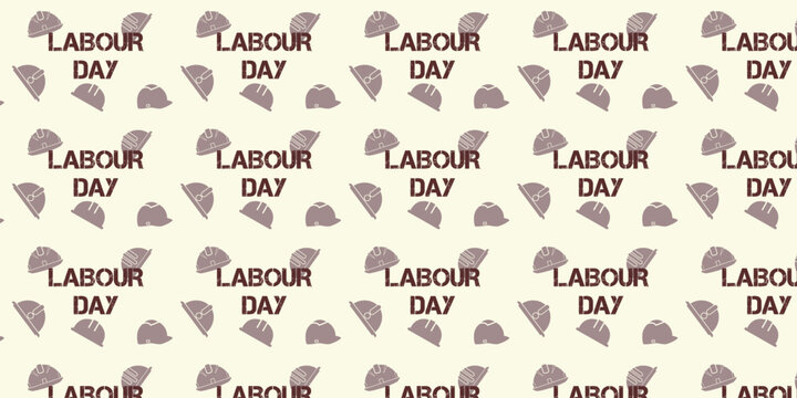seamless pattern with construction worker's helmet element. International worker day background
