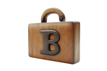 Wooden Lock with Letter B Security and Alphabet Design for Creative Projects