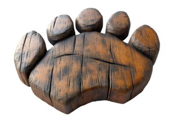 Wooden Paw Print Rustic Texture Animal Track Nature Symbol Craft Design Element