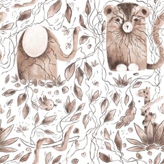 African animals Seamless Pattern. 