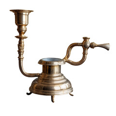 An old oil lamp isolated on a transparent background.