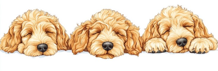 A modern, solitary image of a Labradoodle crossbreed positioned on a white background