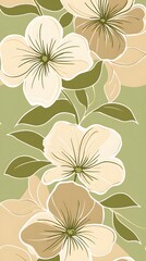 Elegant Beige and Green Floral Pattern Seamless Design