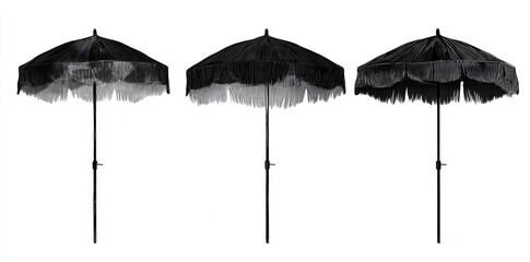 Obraz premium A pair of differently designed black umbrellas offers excellent protection from the elements during various outdoor pursuits