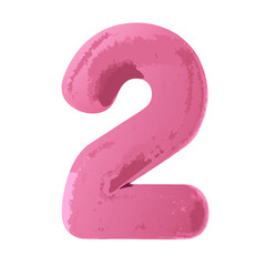 A vibrant soft pink numeral "2" stands out on a plain background. vector illustration