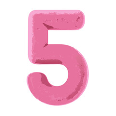 A playful and bold number "5" is designed in a soft pink color, perfect for adding a touch of fun and elegance to any design. vector illustration