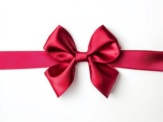 Red Satin Bow on White, Gift , Festive