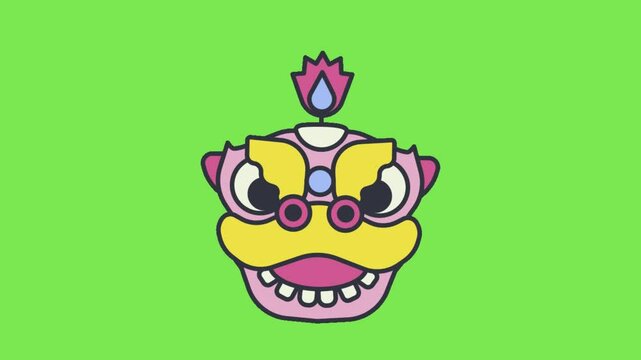 Traditional Mask Icon Animation with Greenscreen Background Featuring Vibrant Colors, Unique Cultural Design, and Artistic Heritage