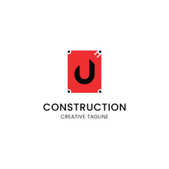 minimalist letter j logo design for construction company