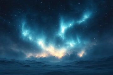 Obraz premium Starry Night Over the Ocean A Mesmerizing View of Cosmic Beauty and Serene Waters