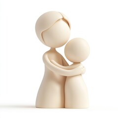 A heartwarming figurine of a mother and child embracing.