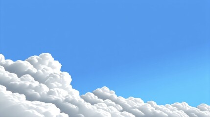 Fluffy White Cumulus Clouds Under a Bright Blue Sky, Ideal for Backgrounds and Wallpapers Featuring Summer Weather