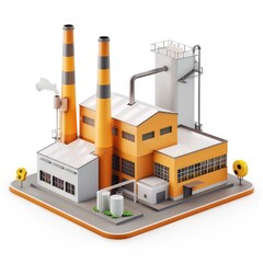 3d industrial factory building on a platform.