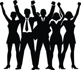 Silhouette of Startup Team Celebrating Milestone