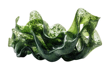 Artistic green abstract sculpture digital serene isolated on transparent background