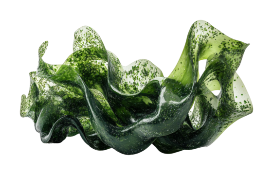 Artistic green abstract sculpture digital serene isolated on transparent background - Powered by Adobe