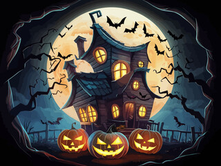 Stylized cartoonish Halloween-themed illustration.