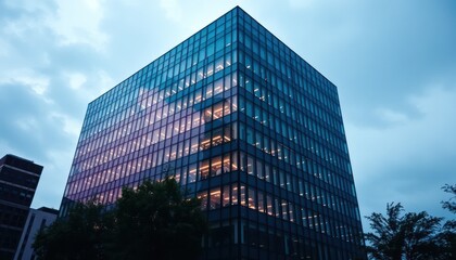 Modern Office Building at Dusk
