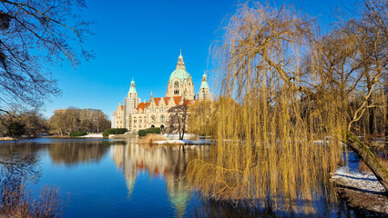 The Captivating Reflection of Historic Hannover City Hall in Germanys Urban Landscape Maschpark Hannover
