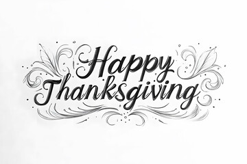 Playful Cursive Happy Thanksgiving Greeting in Black Ink