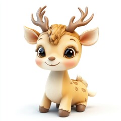 Cute cartoon fawn, depicted in a sitting posture.